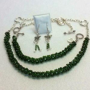FINAL SALE PRICE Lia Rosa Hand Woven Jewelry Set in Greens